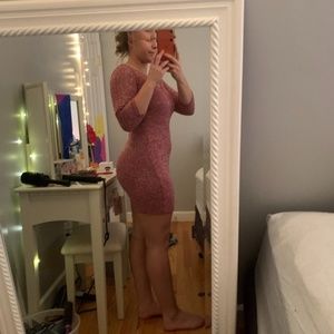 Red and white fitted mini dress